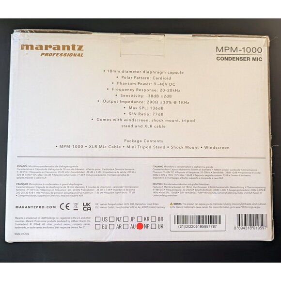 Marantz MPM-1000 Studio Recording Condenser Microphone BRAND NEW - Picture 2 of 4
